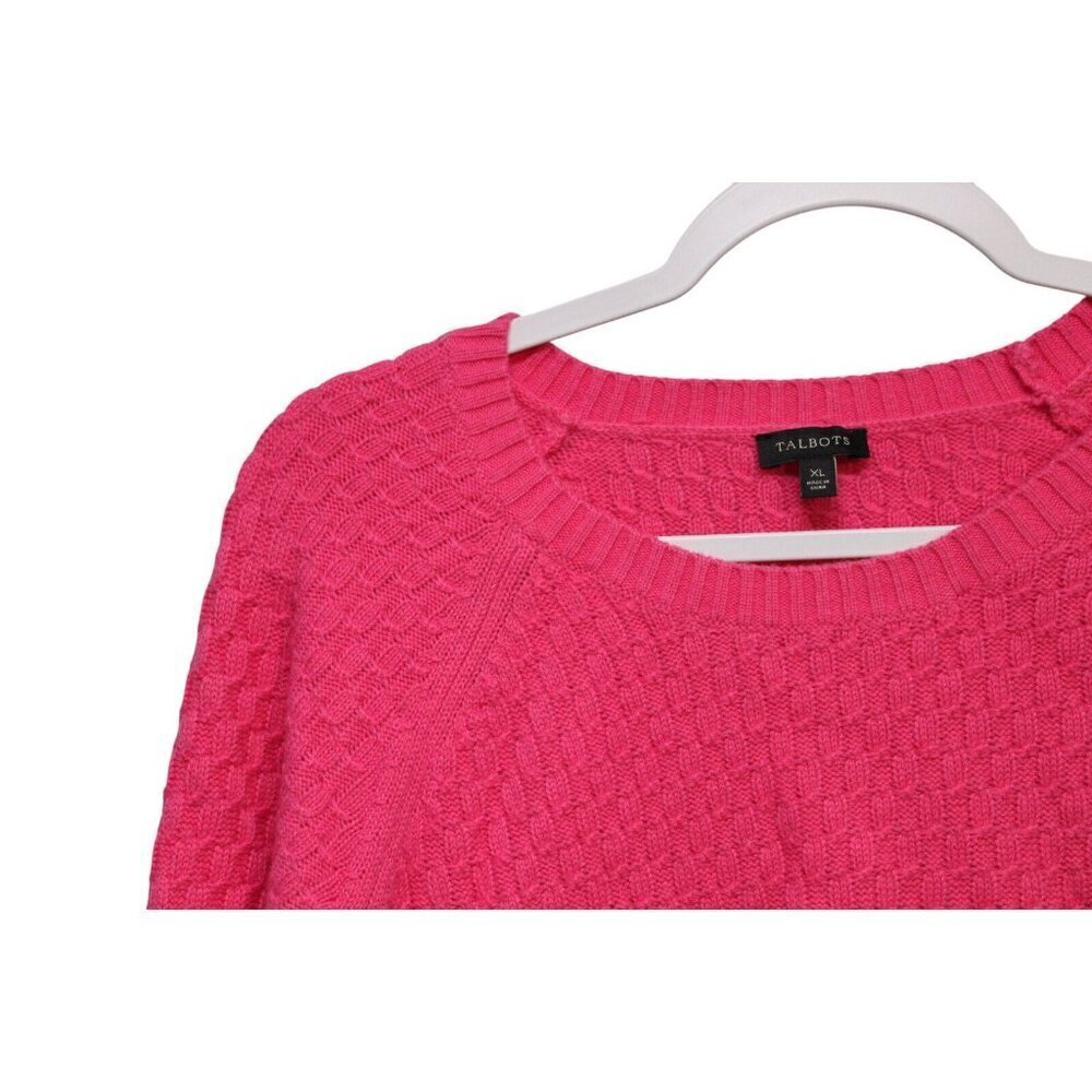 Talbots Sweater Size XL Lambs Wool Textured Knit Pink Valentines Day Preppy Soft - Picture 6 of 12